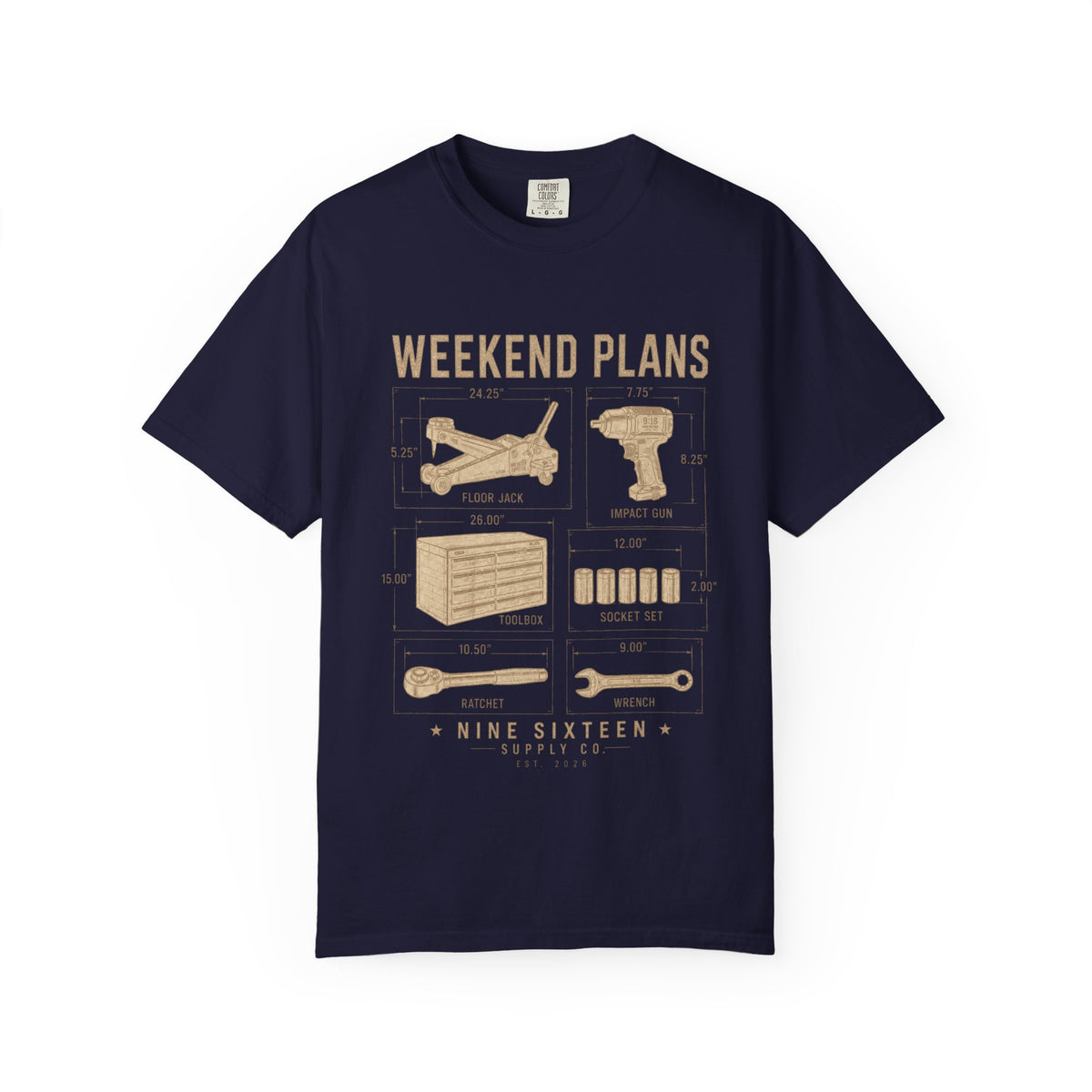 Weekend Plans Comfort Colors 1717 mechanic tee mockup