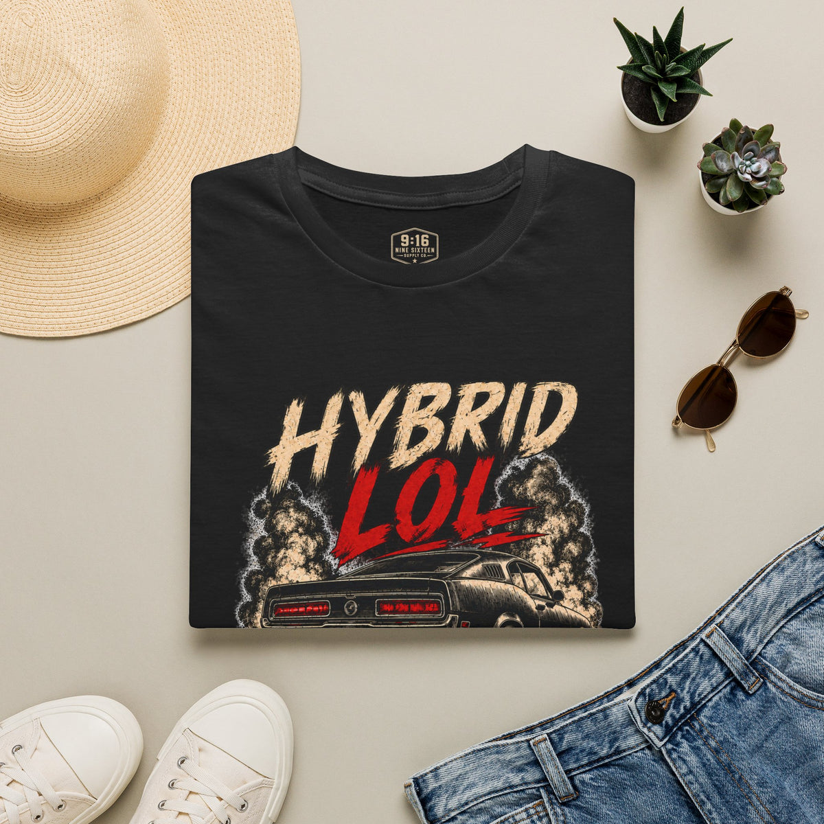 Hybrid LOL Gildan Softstyle 64000 front graphic tee by Nine Sixteen Supply Co.