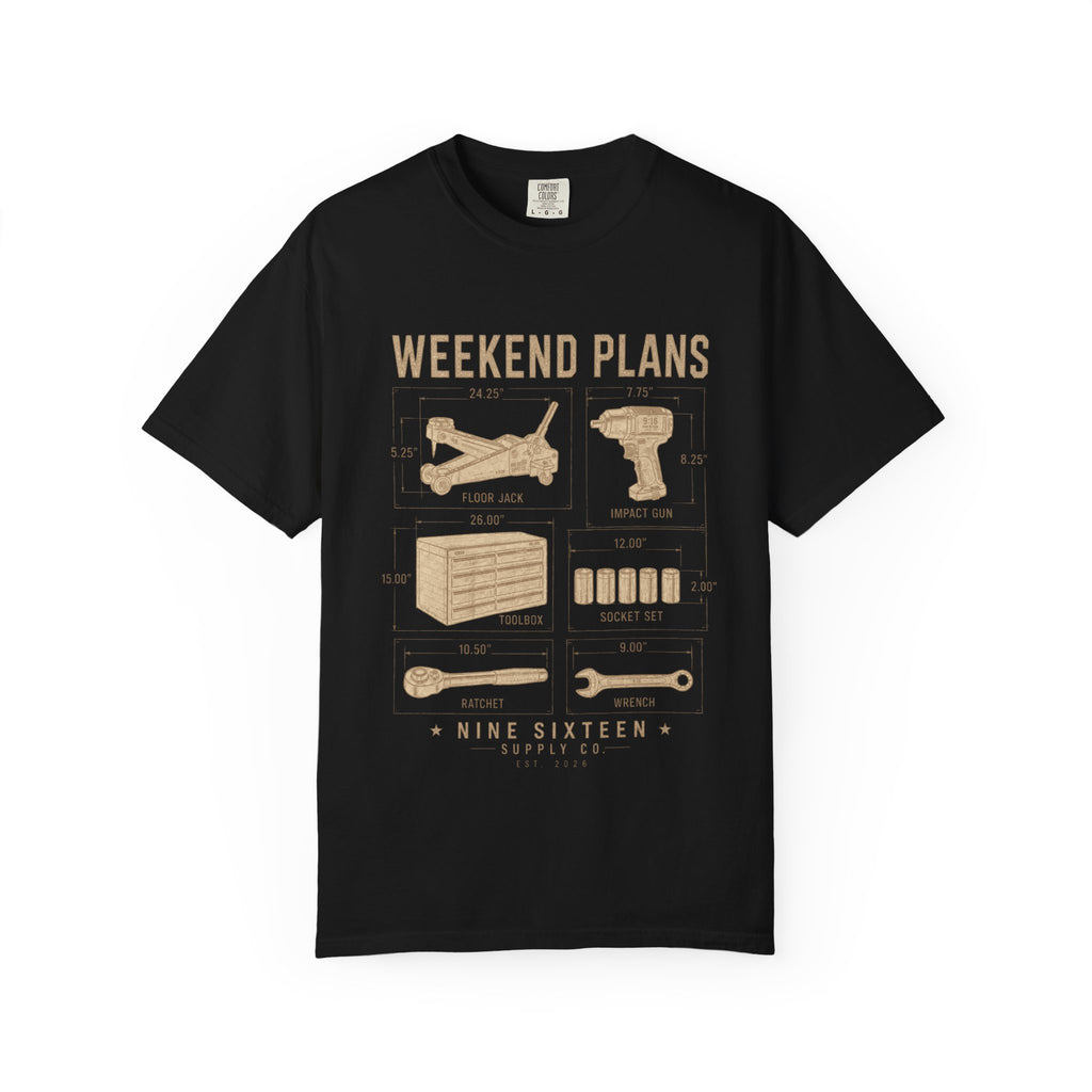 Weekend Plans premium Comfort Colors 1717 front graphic tee