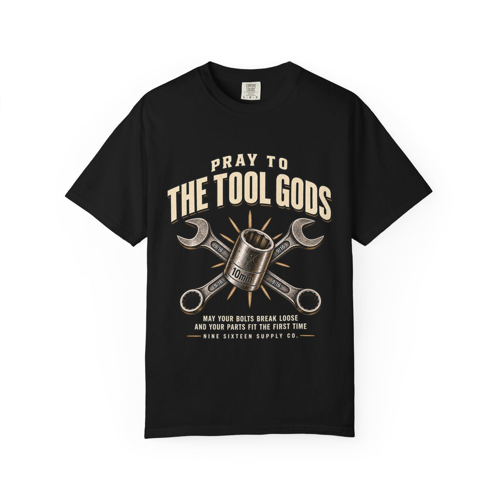 Pray to the Tool Gods premium garage graphic tee