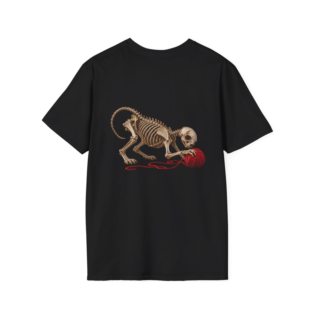 Skeleton Cat & Red Yarn — Halloween Tee