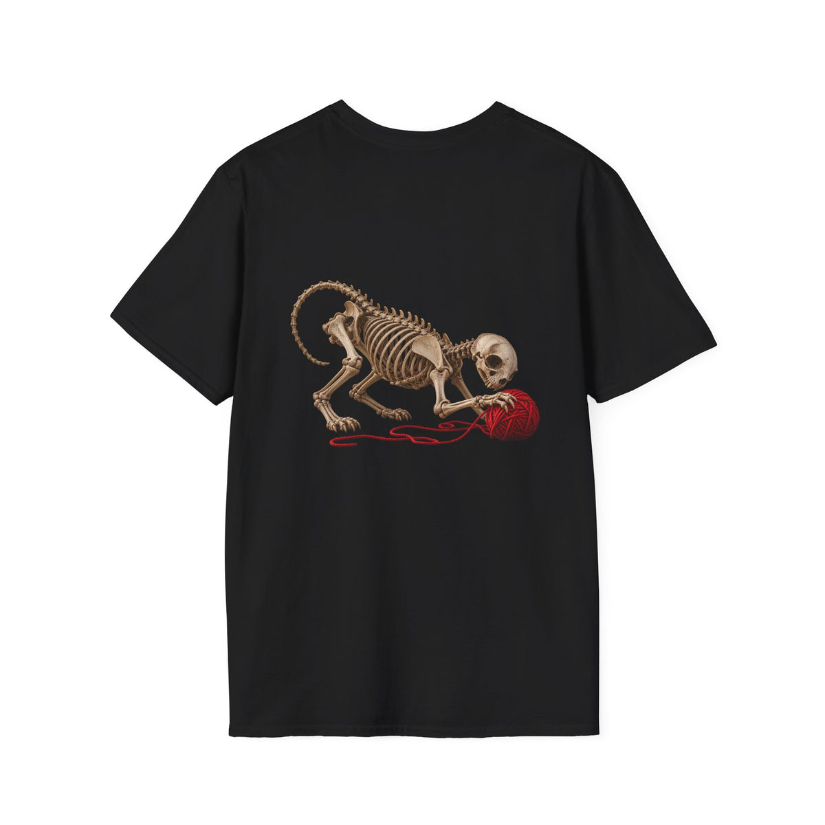 Skeleton Cat & Red Yarn — Halloween Tee